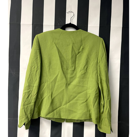 TAHARI ARTHUR S LEVINE Collarless Zip Up Crepe Blazer Matcha Green Size 14 - Picture 4 of 5